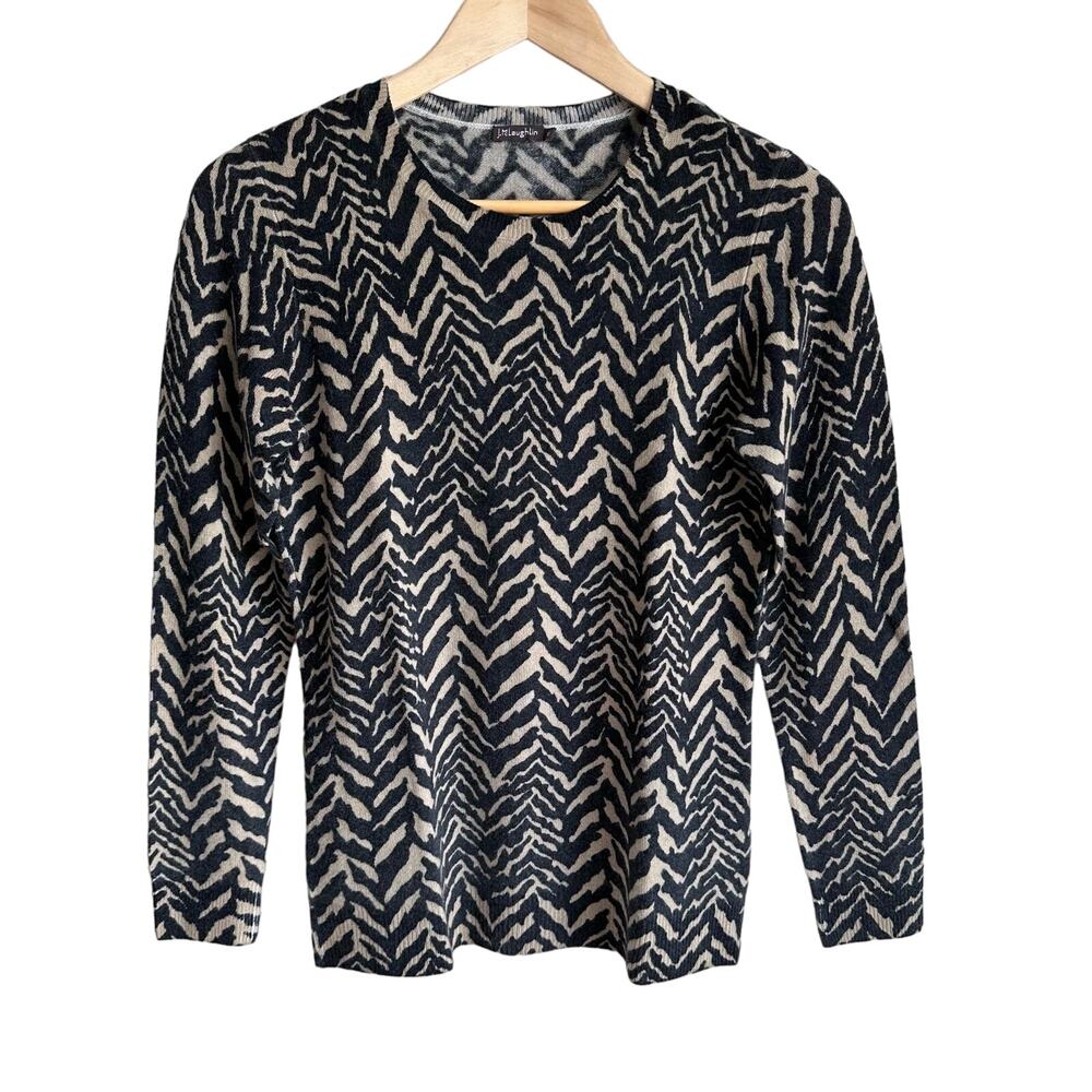 J. McLaughlin Sancerre Tiger Cashmere Sweater Crew XS